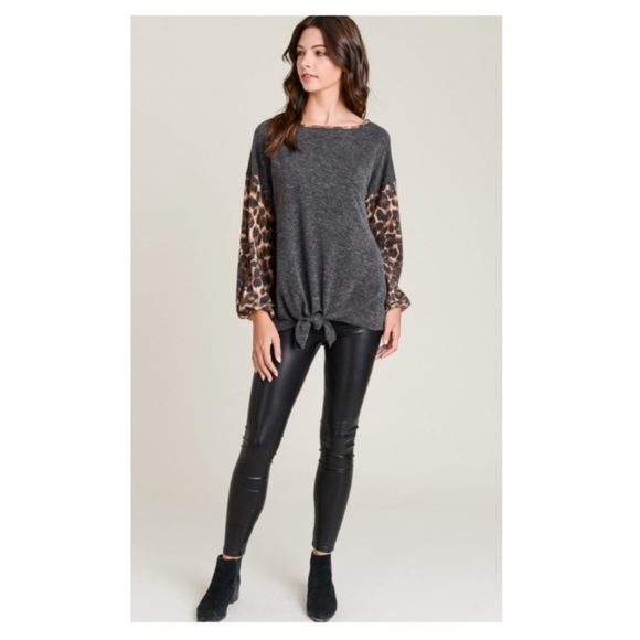 NEW Trendy Charcoal Grey/Leopard Tunic - Picture 6 of 7